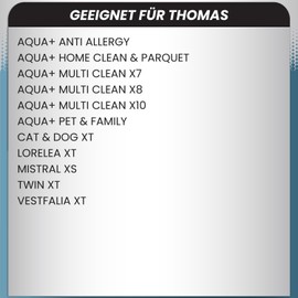 McFilter 5-piece filter set suitable for Thomas Aqua+ PET & Family, anti-allergy, multi clean X7 X8 X10, CAT & DOG XT, Perfect Air, Parkette, Cycloon | Alternative for filter set 99 (787241)