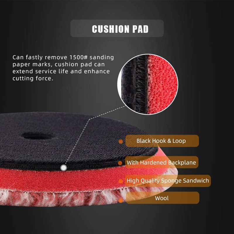 SPTA Wool Polishing Pads, 2Pcs 6 Inch (150mm) Wool Cutting