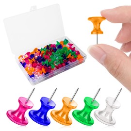 Molain 100 Pieces Giant Push Pins, 1 Inch Thumb Tacks Steel Point Map Plastic Head Push Pins Jumbo Marking Pins For Cork Boards Map Calendar Photo Home Office Craft Projects Multi Colors