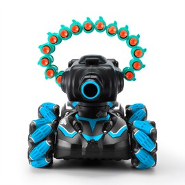 BOKSIYUR RC Car Shoot Nerf Bullet,Rc Tank That Shoots,Battle ANK with Nerf Remote Control Tank That Shoots Foam Darts-Stunts, 16 Foam Darts - Birthday Presents ForKids 7 8 9 10 11 Year Old（Blue）