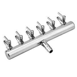 Joyzan Air Splitter Flow Control Valve, Aquarium Flow Gang Lever Pump Distributor 6 Way Stainless Steel Fish Tank Manifolds Multi Port T Shaped Line Metal Regulator Connector Airline Tubing Hose