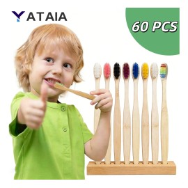 Cepillos De Dientes De Bambú Para Adultos Con Cerdas Suaves, 60 Uds Cepillo de dientes para niños para parejas desechable para hoteles 60ps cepillos dentales YATAIA