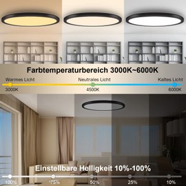 MILFECH 24 W LED Ceiling Light Dimmable with Remote Control, Ceiling Light RGB Colour Changing 3200LM IP54 Round for Bedroom Children's Room Kitchen Living Room 3000 K - 6000 K RGB + Cool White + Warm