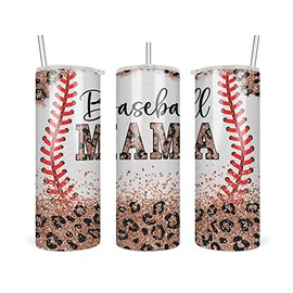 TunlaStore Baseball Mama Tumbler Cup With Lid - Mama Gift - Basketball Softball Mom - Mom Of Both - Basketball - Softball Mom - Sport Tumbler 20Oz - Skinny Stainless Steel, White