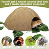 Hamiledyi 7 Pcs Reptile Hideouts Natural Coconut Shells Hut Leopard