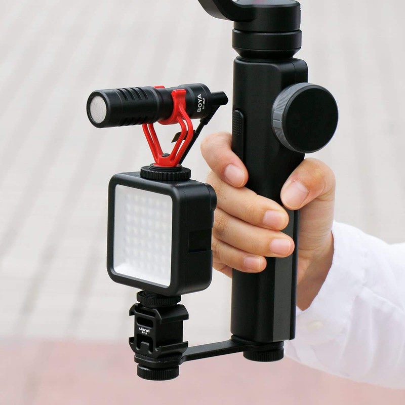 Triple Cold Shoe Mount Gimbal Extension Bracket, Universal Mic Stand