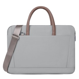 FUNSEED 15.6 Inch Laptop Bag for Women Men Polyester Lightweight Solid Work Computer Laptop Messenger Briefcase Bag for Travel Office, Grey, Large