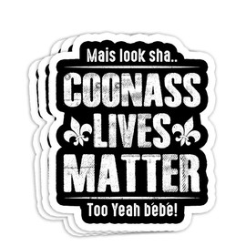 Louisiana Cajun Look Sha Coonass Lives Matter Too Yeah Bebe Gift Decorations - 4x3 Vinyl Stickers, Laptop Decal, Water Bottle Sticker (Set of 3)
