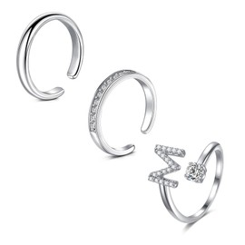 Mayhoop Silver Toe Rings for Women Surgical Steels Adjustable Open Toe Rings Tail Ring Finger Rings Knuckle Ring