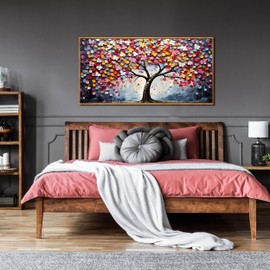 Framed Canvas Wall Art for Living Room Bedroom Office Large Tree of Life Wall Art Colorful Tree Picture Modern Canvas Prints Decor Size 24x48