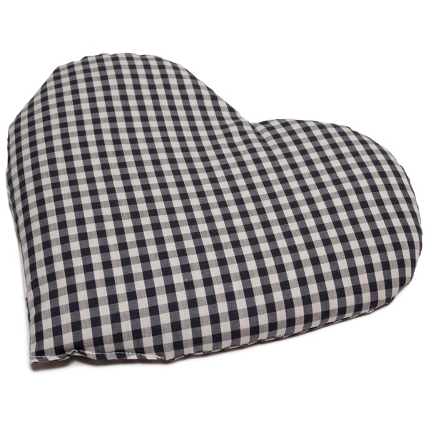 Cherry Stone Cushion Heart Approx. 30 x 25 cm – Organic Fabric Blue/White – Heat Cushion – Grain Cushion – A Charming Gift