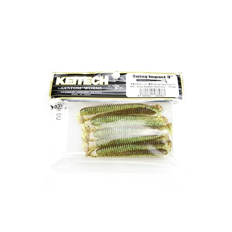 Keitech Swing Impact 3" Green Pumpkin/Chartreuse