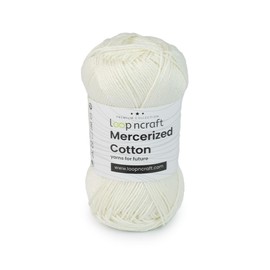 Mercerized Cotton, Natural White, Loopncraft, 50 g, Amigurumi Yarn, Premium, 100% Mercerised, Combed and Gassed Cotton