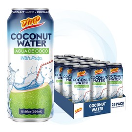 De Mi País Coconut Water with Pulp – Natural Coconut Beverage for Year-Round Hydration, Rich in Potassium and Electrolytes, No Added Sugars, Shelf-Stable Cans – 16.57 oz | 24-Pack