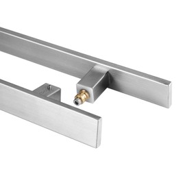 HONGYUN 48-Inch Long Square Door Pull Handle with Solid Standoffs, Heavy-Duty Commercial Grade 304 Stainless Steel for Interior Exterior Push Pull Glass and Barn Doors, Brushed Finish