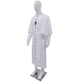 Men's Cassock Robe Choir Minister Clergy Pulpit Liturgical Church Robe four colors (2XL, White)