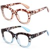 AQWANO Stylish Designer Reading Glasses Women Computer Round Readers Blue