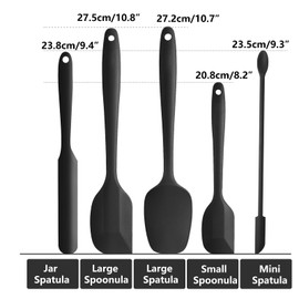 DUFEIMOY Silicone Spatula Set of 5, Rubber Spatulas Silicone Heat Resistant, Black Kitchen Spatula Set Dishwasher Safe for Nonstick Cookware Baking Cooking