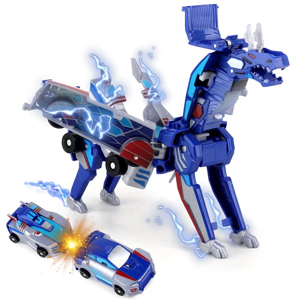 CLIUNT Robocrash Magnetic Transforming Car, Dragon Transforming Toys, 2 In