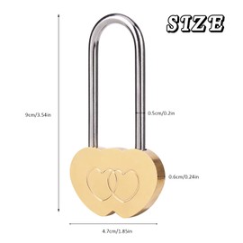 VeYocilk Love Lock Double Heart Padlock: 3.5" 50mm Engraved Heart Wish Lock Without Key Everlasting Love for Lovers Wedding, Valentines, Anniversary, Travel, Valentines Day(NO Key)