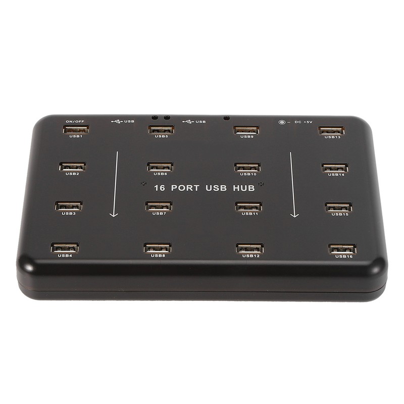 16‑Port Hub Industrial USB2.0 Expander Ultra‑High‑Speed 5V 3A Power Adapter(100‑240v)