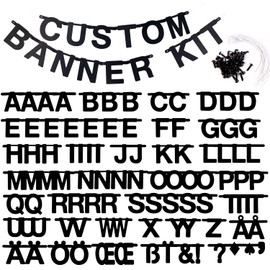 SUNBEAUTY 124 Pcs DIY Black Make Your Own Banner Kit with Letters, and Symbols Customizable Letters Symbols Banner For Birthday Wedding Baby Shower Graduation Retirement Xmas Party Decoration
