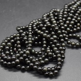 Grade A Natural Rainbow Sheen Obsidian Semi-precious Gemstone Round Beads - 4mm