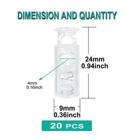 sourcing map 20pcs Spring Cord Locks Plastic End Stopper Dual Holes Toggle Fastener Rope End for Drawstrings, Shoelaces, Tent, Tie-Downs, Clear