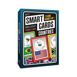100 PICS SMART CARDS Countries & Flags, Great Gift, Stocking Filler, Travel Game, 7 games in 1, Pairs, Snap, Trumps, Rummy, Memory Quiz, Learn Facts, 50 Cards, Age 5+, 1-8 Players