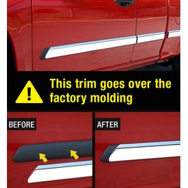 Made in USA! Compatible with 2007-2013 GMC Sierra Regular Cab Body Side Molding Trim Full Width 4.25" 2PC Overlay