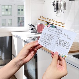 feasteery Recipe Box,100 Recipe Cards with Dividers,100 Card Protectors,Rustic Wood Box Organizer Set to Write in Your Own Recipes,Cute Box for Housewarming Grandma Mom Wedding Bridal Shower