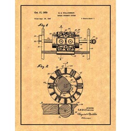 Rotary Doughnut Cutter Patent Print with Border (8" x 10") M15403