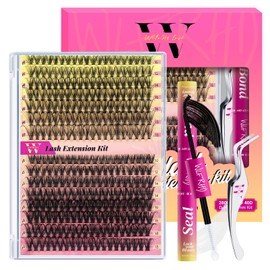 Lash Extension Kit 300PCS Eyelash Clusters 30D 40D DIY Eyelash Extension Individual Lashes Natural Lash Clusters Kit with Lash Bond and Seal, Tweezers(D-Mix10-18mm)