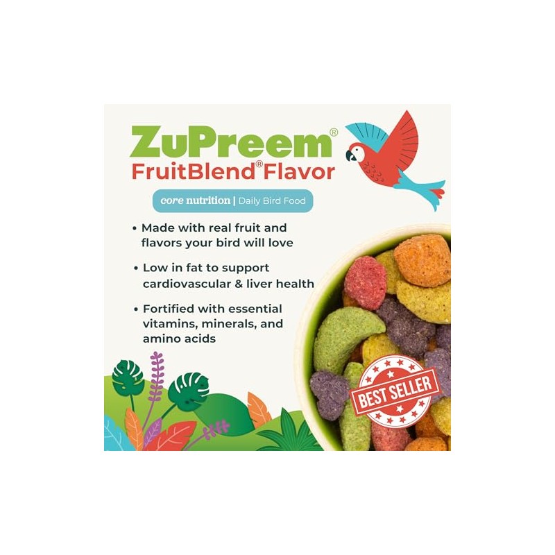 ZuPreem ZP84030 Fruit Blend Diet for Large Birds, 3.5-Pound