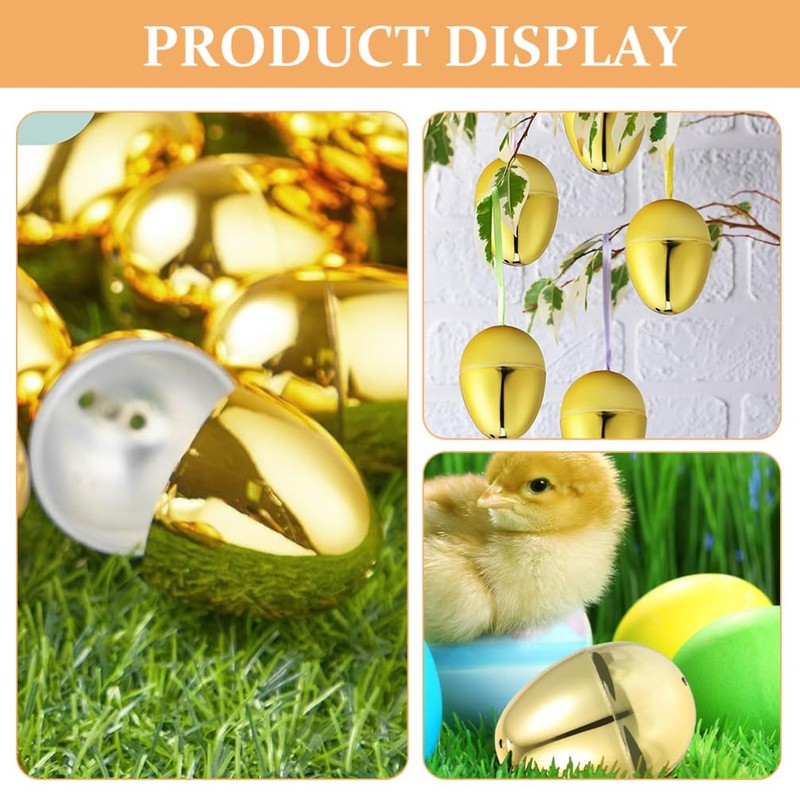 Totority 12 Pack Plastic Golden Easter Eggs Fillable Reusable for