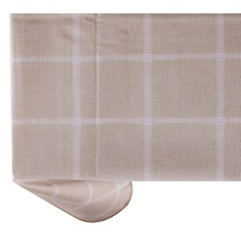 Vinylla Grid Pattern Beige Easy Wipe Clean Vinyl Tablecloth, 140 x 180 cm