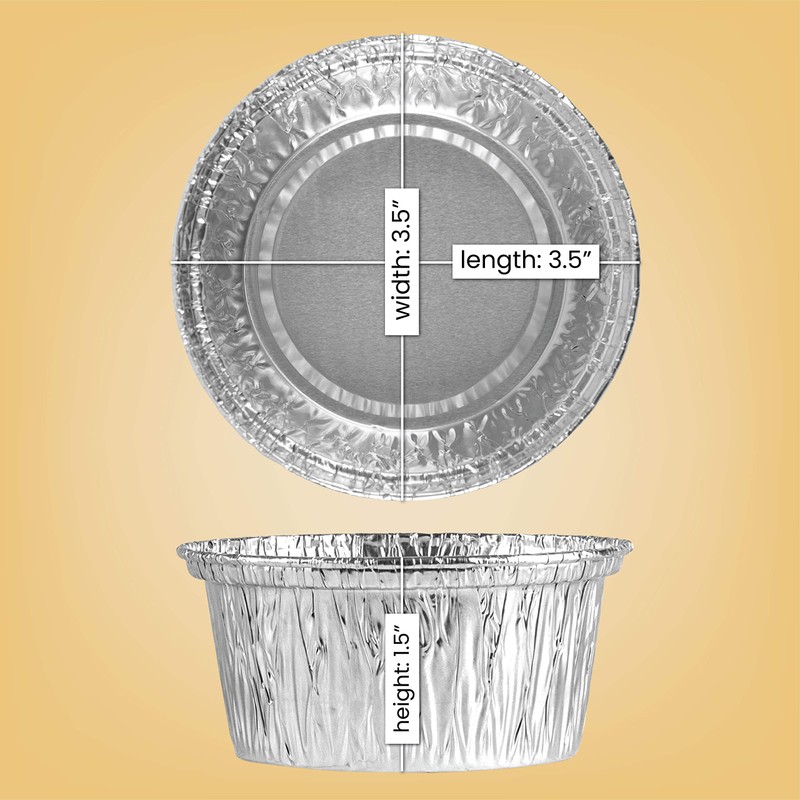 PLASTICPRO 3.5'' Inch Round Ramekins Muffin Cups Tin Foil Cupcake