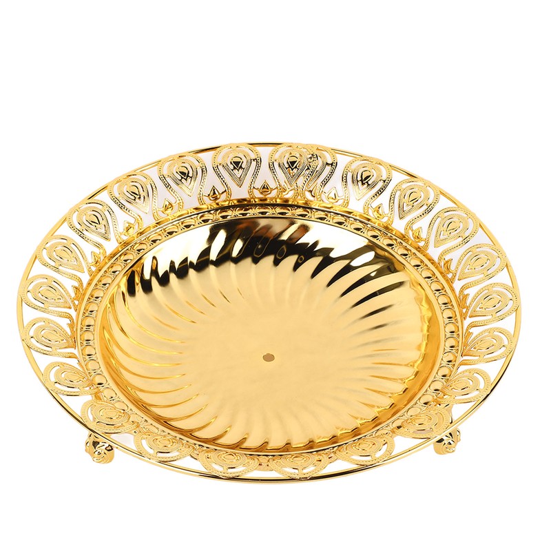2 Tier Fruit Plate Metal Round Gold Plated Beautiful Cupcake