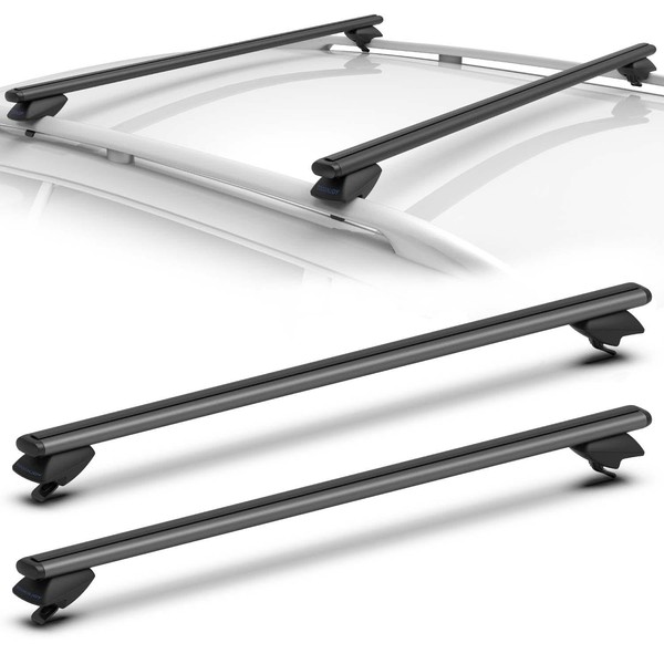 COWVIE 47'' Roof Rack Cross Bars Adjustable Aluminum Cargo Bars Fits Most Existing Raised Side Rails with Gap - Black