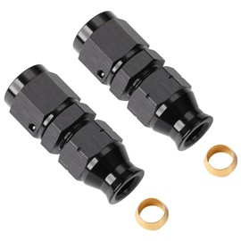 Podavelle 6AN Female Flare to 5/16" Hardline Compression Fitting Adapter Straight Aluminum Black 2PCS