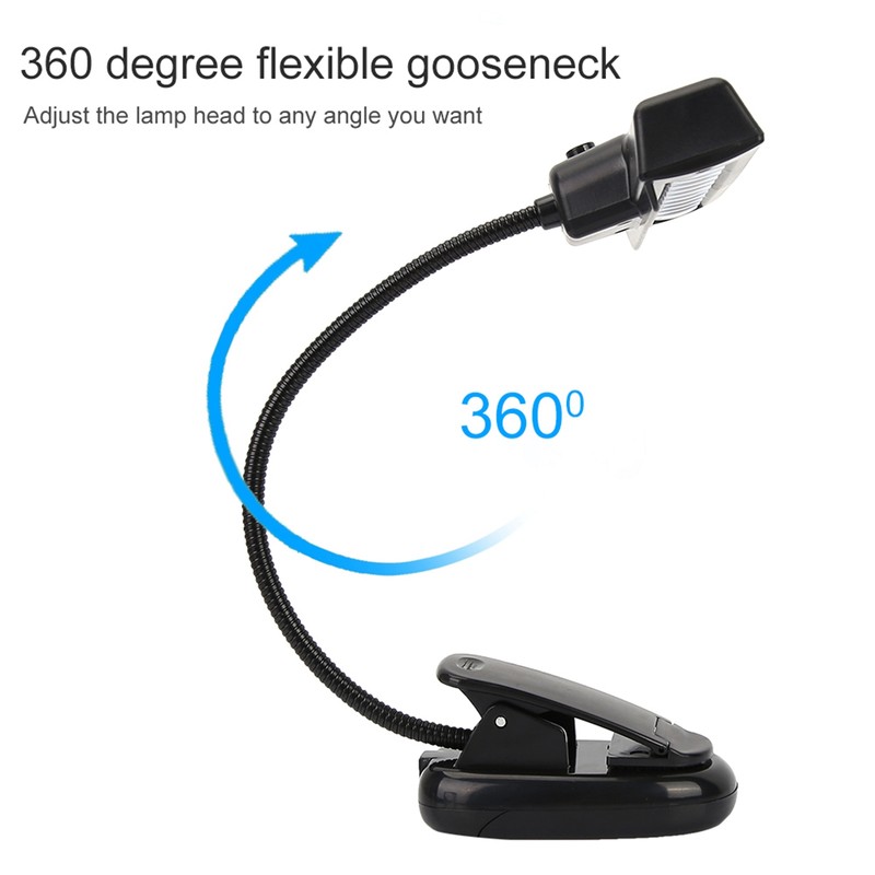 Portable Orchestra Music Stand Light Flexible Neck Clip On USB