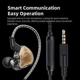 URIZONS QKZ Hi7T Transparent Dynamic Resin Headphones DJ Monitor Earbuds - 3.5mm Wired in-Ear Earphones with Mic Volume Adjustable Hi-Fi Stereo Heavy Bass Headset for Sports/Gaming/Gym (Purple)