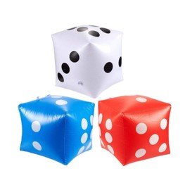 KISEER 3 Pcs 14" Jumbo Inflatable Giant Dice for Outdoor Game Pool Party (White, Blue, Red)