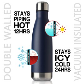 MEWAY 17oz Sport Water Bottle 4 pack Vacuum Insulated Stainless Steel Sport Water Bottle Leak-Proof Double Wall Cola Shape Water Bottle, Keep Drinks Hot & Cold (Navy, 4 pack)