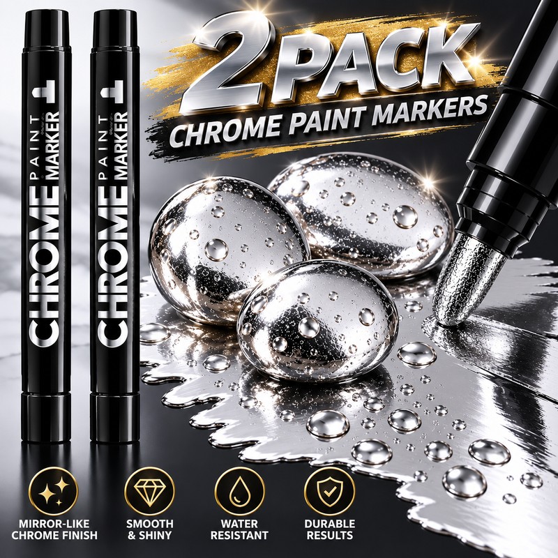 2-Pack Metallic Mirror Marker Pens for DIY Art – Chrome