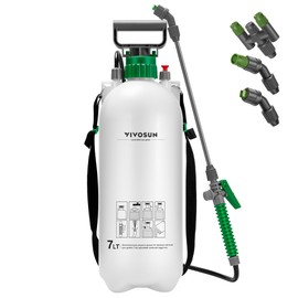 VIVOSUN VIVOSUN 1.8 Gallon Pump Pressure Sprayer, 7L Pressurized Lawn & Garden Water Spray Bottle with 3 Water Nozzles, Adjustable Shoulder Strap, Pressure Relief Valve, for Plants and Cleaning