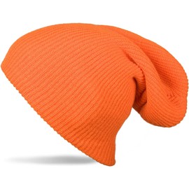 styleBREAKER beanie, slouch, long knitted hat, double knitted 04024004, color:orange