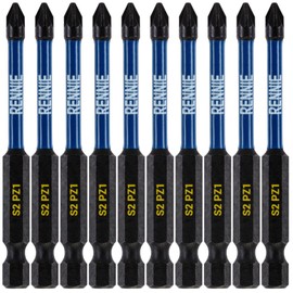 10 x Rennie Tools 75mm Long PZ1 Impact Screwdriver Driver Bits Set. Heavy Duty PoziDriv POZI No.1 Magnetic Screwdriver Bit Set. PZ1 Impact Driver Bits Pozidrive Screw Accessories.