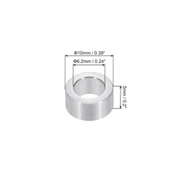 PATIKIL M6 Aluminum Spacers, 12pcs 1/4" x 3/8" Round Metal Spacers for 1/4 or M6 Screw Bolts, Unthreaded Standoff Bushing 3/16"L, 6.2x10x5mm