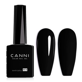 CANNI - Esmalte de uñas en gel negro, 1 pieza, alto brillo, remojo en U                                                                               